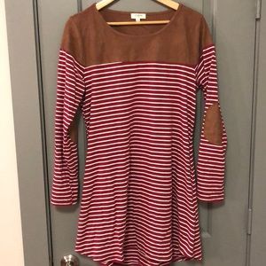 SUEDE ELBOW PATCH TEE DRESS